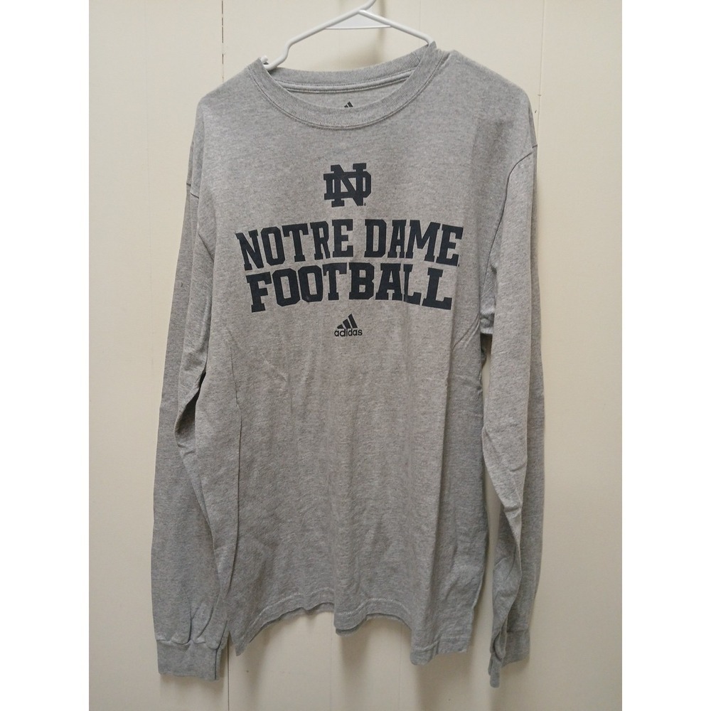 Adidas Long Sleeve Notre Dame Fighting Irish Large Grey Cotton Blend!!